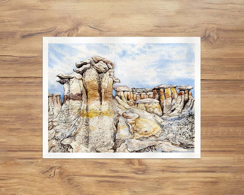 Bisti Badlands Watercolor Painting
