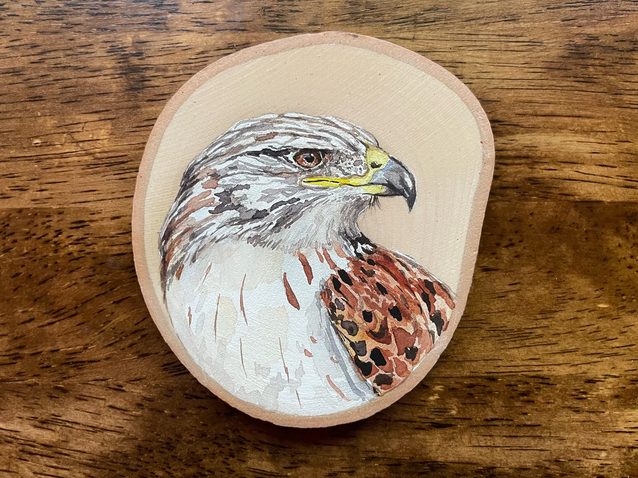 Ferruginous Hawk Mini Woodslice Painting