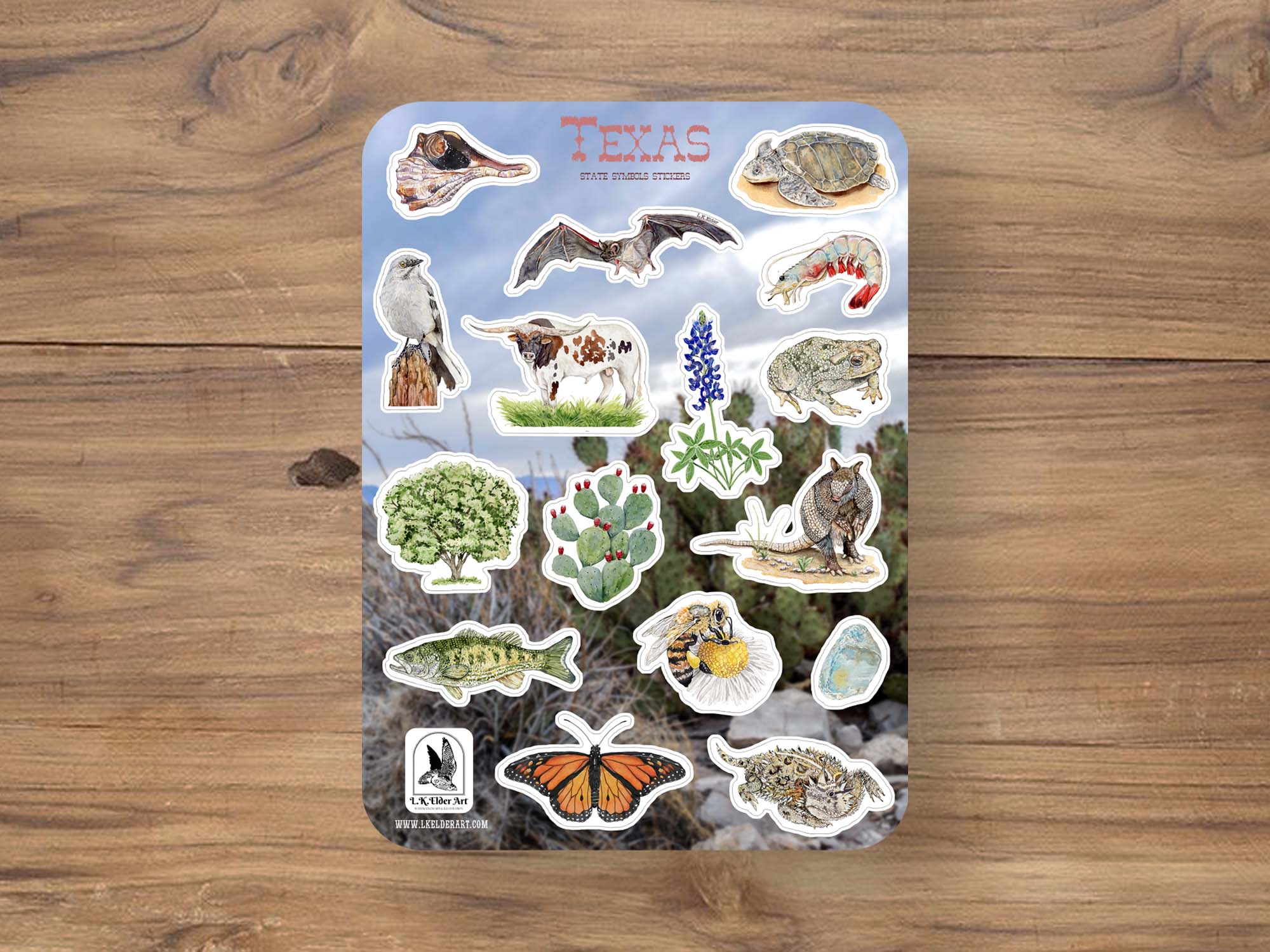 Texas Nature State Symbols Stickers
