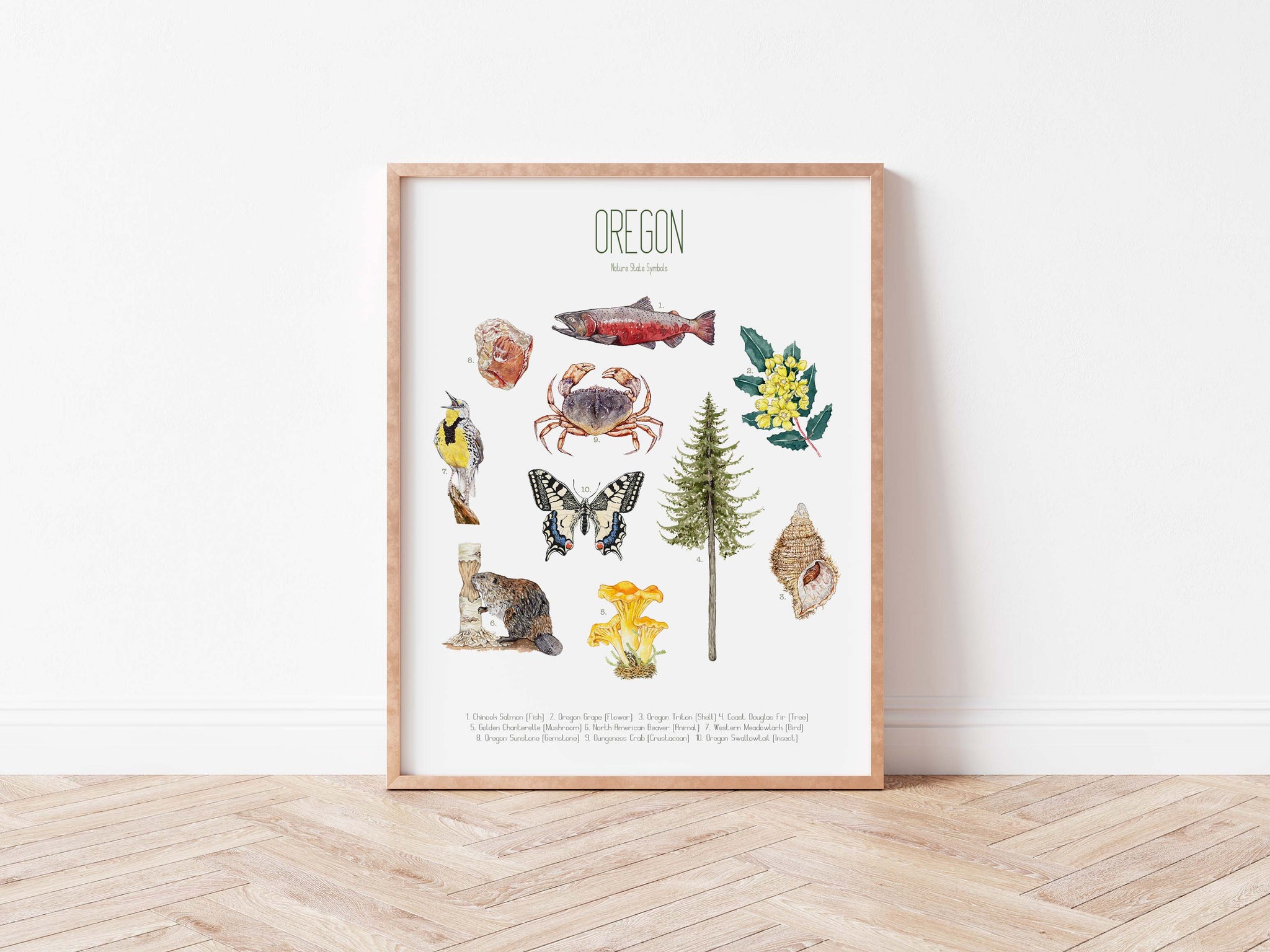 Oregon State Symbols Poster Print