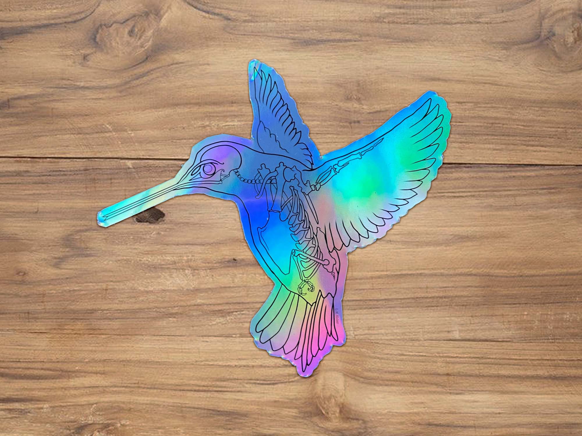 Holographic Hummingbird Skeleton Sticker